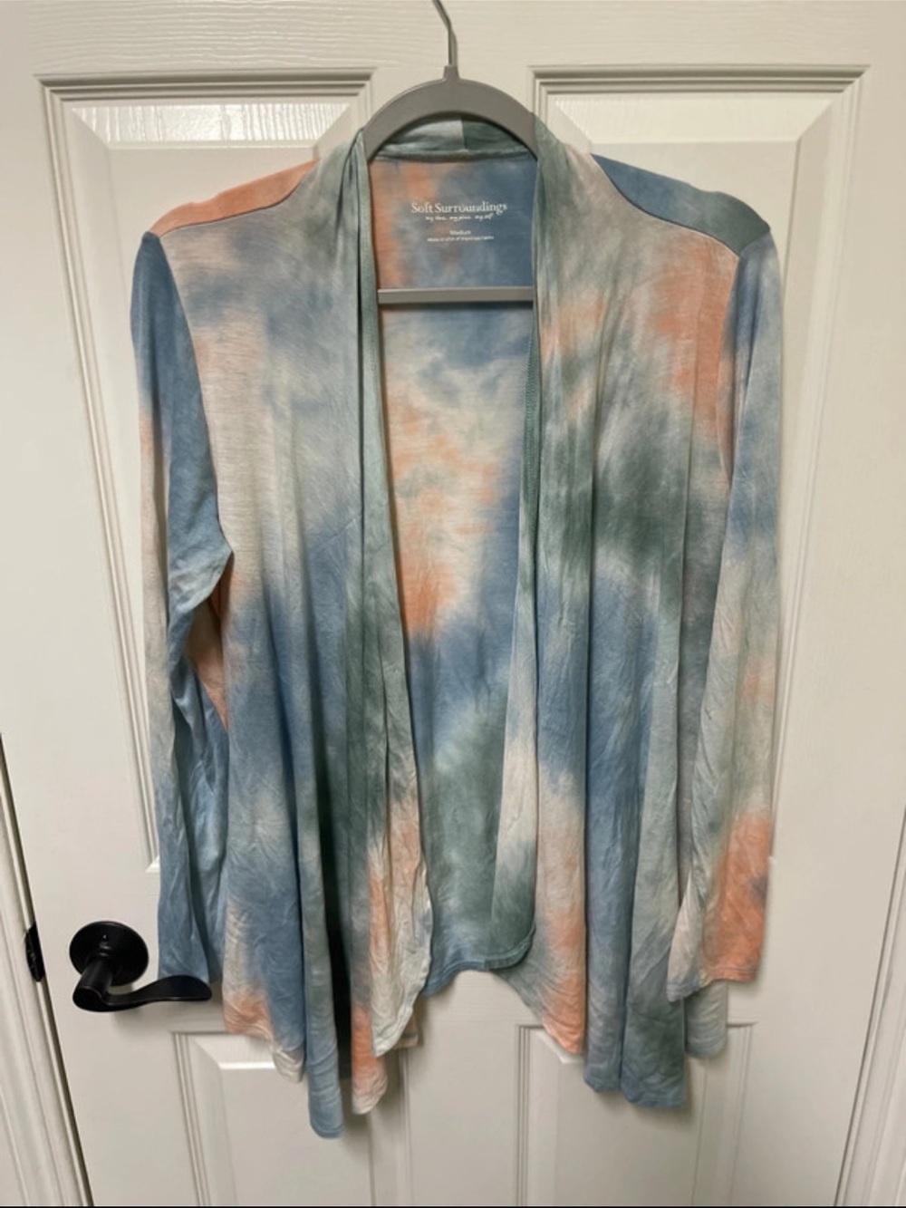 Soft Surroundings Tie-Dye Draped Cardigan - Blue, Green, Peach